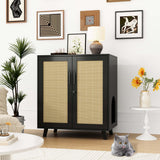 DAWNSPACES Large Cat Litter Box Enclosure, 2 in 1 Hidden Cat Washroom Furniture with Sisal Covered Doors, 2 Layers Wooden Cat Cabinet with Adjustable Shelf, Side Table TV Stand for Living Room, Black DAWNSPACES