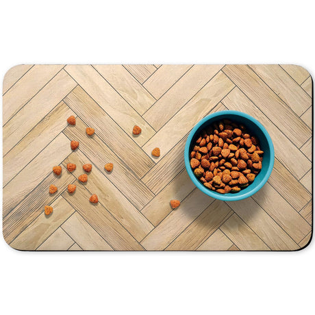 Dog Food Mats for Floors Waterproof, Dog Cat Water Bowl Mats Pet Feeding Absorbent Mat Dog Cat Pet Placemats for Food and Water Wood 12 * 20 inch Zoeeya