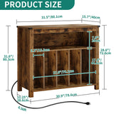 YITAHOME Large Record Player Stand with Power Outlets & LED Lights, Vinyl Record Storage Table with Display Shelf Holds Up to 120 Albums, Turntable Stand for Living Room, Bedroom, Brown YITAHOME