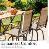 Sophia & William Outdoor Bar Set, Patio Bar Table and Chairs Set, Bar Height Patio Set - 6 x Swivel Bar Chairs(Brown), 1 x Rectangular Bar Table(Black) Sophia & William