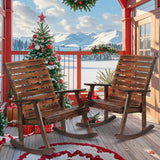 Outdoor Rocking Chairs Set of 2 - Patio Wood Rocking Chair Furniture Rustic Porch Rocker Chair for Yard, Porch, Balcony & Garden Garturects