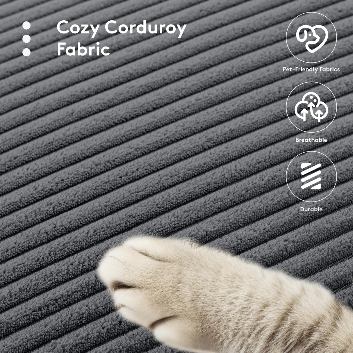 ROWHY 150'' Modular Sectional Sofa Cloud Couch, Corner Sofa Big Comfy Corduroy Oversized L Shaped Couch with 4 Pillows, Chaise, Ottoman, Deep Seat Couches for Living Room Office, Dark Grey ROWHY