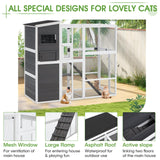 YODOLLA Wooden Cat House,Large Space Cat Cage,Large Outdoor/Indoor Catio Enclosures,Wooden Cat House Weatherproof with Multi Platforms, Indoor Interoperability,Jump Platform Grey YODOLLA