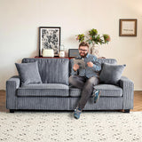 VINGLI 83" Modern Loveseat Sofa Couches for Living Room, Dark Gray Cloud Feel Comfy Sofas Deep Seat Couch Corduroy Sofa with Wide Armrest, USB Charging Port, 2 Throw Pillows VINGLI