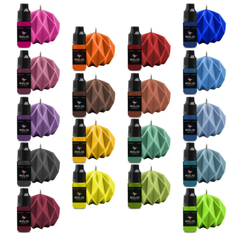 Rolio Liquid Candle Dye, 18 Colors (0.33 oz Each) – Unscented Dyes for Candle Making Supplies, Vibrant Colorants for Soap Crafting, Silicone Mold Projects, and DIY Wax Art, Great Crafting Supplies Rolio