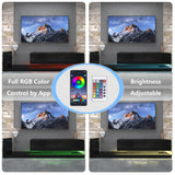 LED TV Stand for 55/65/75 Inch TV, Modern Entertainment Center with 31 Modes Full Color Selection Light String, TV Console with Tempered Glass for Living Room Bedroom, Black Banzeem
