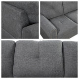 GlasFlength L Shaped Sectional Couch Ottoman, Modern Nailhead Comfy Lounge Sofa with Reversible Cup Holder & Chaise, 97" 4 Seat Modular Sofá for Living Room Apartment, Grey GlasFlength