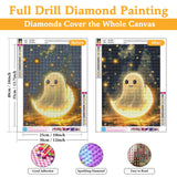 Halloween Diamond Art Kits for Adults Ghost, DIY 5D Diamond Painting Kit for Beginners Moon, Full Round Drill Gem Art Dots for Adults, Perfect for Home Wall Decor 12X16 Inch Okarina