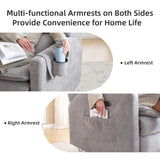 Rhevoy Oversized Swivel Rocker Recliner Chair, 26" Extra Wide Glider Nursery Chair with Adjustable Headrest, Chenille Power Recliner Rocking with Double Cushion, Cup Holder, Grey Rhevoy