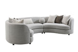 Acme Ivria Curved Sectional Sofa with 9 Pillows in Gray Acme