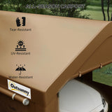 Outsunny Carport 10' x 20' Portable Garage, Heavy Duty Car Port Canopy with 2 Roll-up Doors & 4 Ventilated Windows for Car, Truck, Boat, Garden Tools, Tan Outsunny