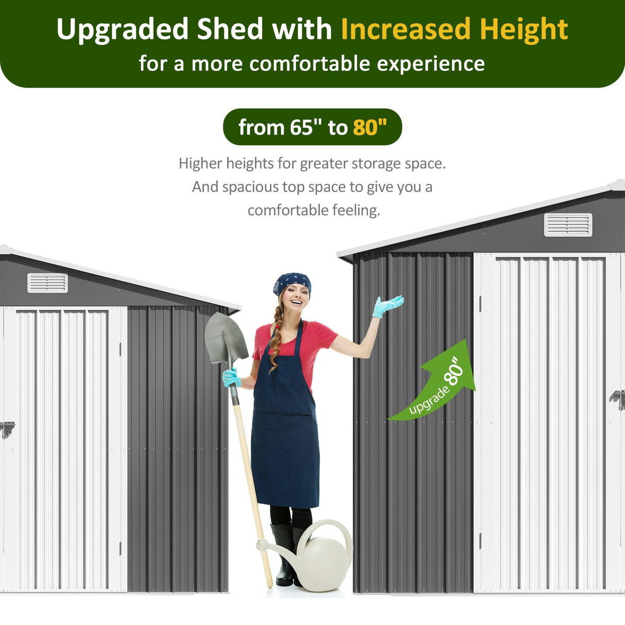 DAUSOLA 10x8 FT Outdoor Storage Shed, Metal Garden Tool Shed with Updated Frame Structure and Lockable Doors, Ideal for Backyard Garden Patio Lawn, Grey DAUSOLA