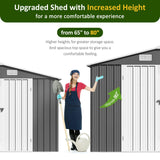 DAUSOLA 10x8 FT Outdoor Storage Shed, Metal Garden Tool Shed with Updated Frame Structure and Lockable Doors, Ideal for Backyard Garden Patio Lawn, Grey DAUSOLA