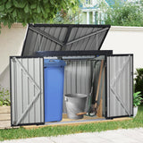 JT Metal Garbage Bin Shed, 65" x 54" x 60" Outdoor Storage Shed with Lockable Door, Waterproof Galvanized Trash Can for Garden Patio, Backyard, Lawn, Black JT