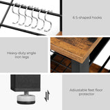 VASAGLE ALINRU Kitchen Baker’s Rack, Coffee Bar, Microwave Oven Stand, with Steel Frame, Wire Basket, 6 Hooks, 35.4", Rustic Brown VASAGLE