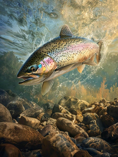 Bimkole Fish Paint by Number for Adults, DIY Oil Painting Kit on Canvas with Paintbrushes and Acrylic Pigment, for Paint by Numbers for Beginner, for Home Wall Decor (16x20Inch) Qm2833