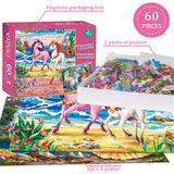 Puzzles for Kids Ages 4-6 – 2 x 60 Pieces Princess Unicorn Jigsaw Puzzles for Toddler Children Learning Educational Puzzles Toys for Girls 4 5 6 7 8 Years Old. VJZVKJ