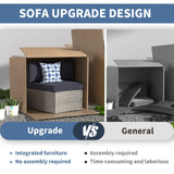 UDPATIO Patio Furniture Set Integrated Outdoor Sectional 11 Pieces Grey Rattan Modular Curved Sofa Set with Wicker Round Coffee Table,Side Table,6Pillows,Fit for Backyard,Pool,Balcony,Sunroom(Blue) UDPATIO