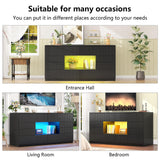 CSZZD 8 Drawer TV Stand for Bedroom, 55" Black Dresser with LED Lights & Open Storage, Modern Long Chest of Drawers for Closet, LED Drawer Organizer Cabinet for Bedroom, Living Room CSZZD