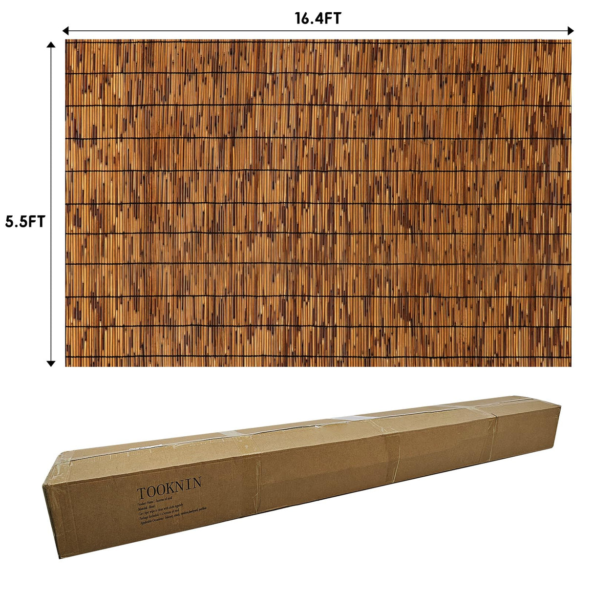 TOOKNIN 1 Pack Natural Reed Fence,5.5FT X 16.4FT Bamboo Fencing Privacy Reed Screening for Outdoor, Gallery, Restaurant, Hotel, Patio (Brown) TOOKNIN