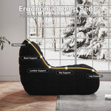 Bean Bag Chairs for Adults, Memory Foam Couch Loveseat Sofa Chair, Soft Teddy Material Cozy Comfy Reading Nook Chairs, Floor Chair for Living Room Bedroom Office(Black) WHGBJA