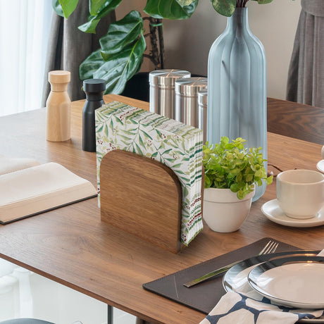 Acacia Wood Napkin Holder for Table, Wooden Upright Napkin Holders for Kitchen, Standing Napkin Dispenser for Kitchen Dining Room Party Cocktail Outdoor Use, Rustic Kitchen Table Decor ALELION