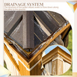 YOLENY 14' x 20' Hardtop Gazebo Faux Wood Grain Metal Gazebo with Aluminum Frame, Galvanized Steel Double Roof, Outdoor Patio Gazebo Pergolas with Netting and Curtains for Backyard, Patio, Lawns YOLENY