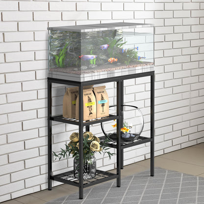 20 Gallon Aquarium Stand, Fish Tank Stand Metal, Adjustable Fish Tank Shelf, 3 Tier Reptile Terrarium Stand for Living Room, Aquarium Rack Stand for Fish Tank Accessories, 29.13" L x 12.2" W Tabletop