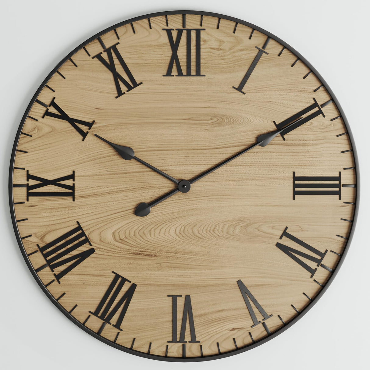 Large Wall Clock 24 Inches - Decorative Wall Clock Large With Real Wood & Roman Numerals - 24 Inch Wall Clocks For Living Room Decor - Large Farmhouse Wall Clock - Big Wall Clock For Living Room LILO DESIGN CO.