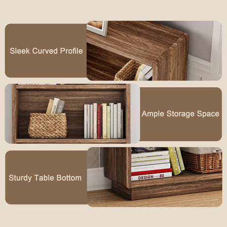 ChooChoo 3-Tier Bookcase, Wooden Bookshelf, Farmhouse Bookshelf with Open Storage, Tall Bookcase for Bedroom and Home Office, Brown Walnut ChooChoo