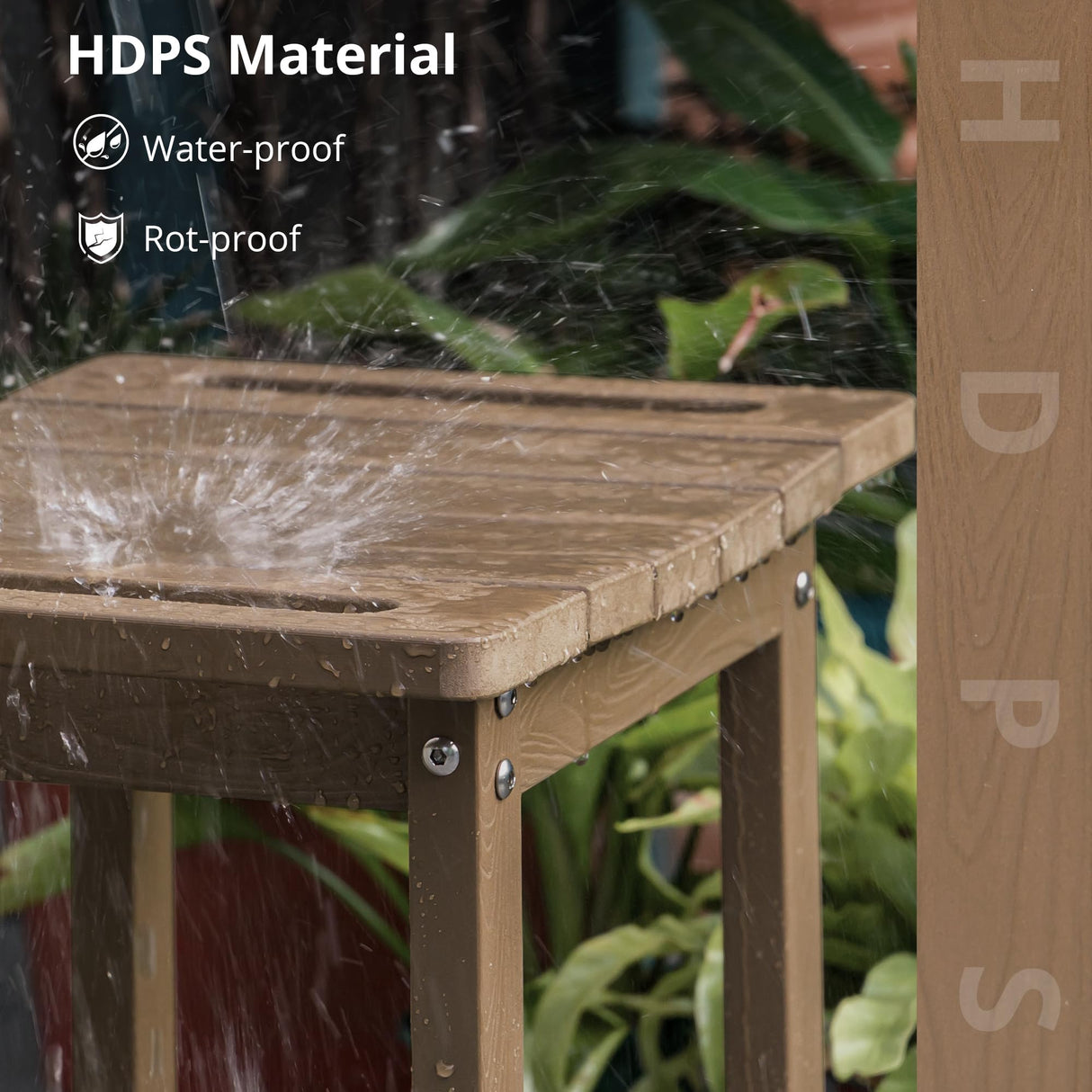 LUE BONA HDPS Shower Bench Seat with Shelf, Brown Shower Stool for Inside Shower Waterproof, Bath Shower Stool Chair for Spa Bathroom, Weather Resistant/Non-Slip/Handles/Indoor or Outdoor Us LUE BONA