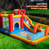 Baralir Inflatable Bounce House Water Park with Long Water Slide & Large Splash Pool Fits 5 Kids, Endless Fun of Jumping, Sliding, Climbing - Extra Cave and Tunnel Adventure and Water Cannon Baralir