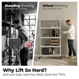 HOMEDANT House White 5-Tier Metal Boltless Rolling Cart Shelf Rack Casters Heavy Duty Wheel Shelving Unit Adjustable Storage Shelves Organizer Shelf Kitchen Garage 48.1" W x 18.5" D x 75.4" H 1Pack HOMEDANT