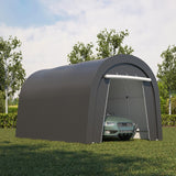 FansaFurn Carport, 10X15 Ft Round Portable Garage, Steel Heavy Duty Carport with Ground Stakes, Tensioner and 2 Roll Up Windows PE Fabric Car Port, Garage, Storage Shed, Tent for Storage, SUV FansaFurn