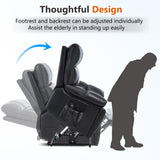 EZZUP Dual Motor Power Lift Chair for Elderly with Vibration Massage and Lumbar Heating for Living Room, Electric Lay Flat Recliner with Cup Holders Remote Controls, Medium-Firm Faux Leather, Black EZZUP