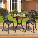 Tangkula 3 Pieces Patio Bistro Set, Cast Aluminum Outdoor Table and Chairs Set, Outdoor Round Bistro Table and Chairs Furniture for Porch, Balcony, Yard, Lawn, Poolside Tangkula