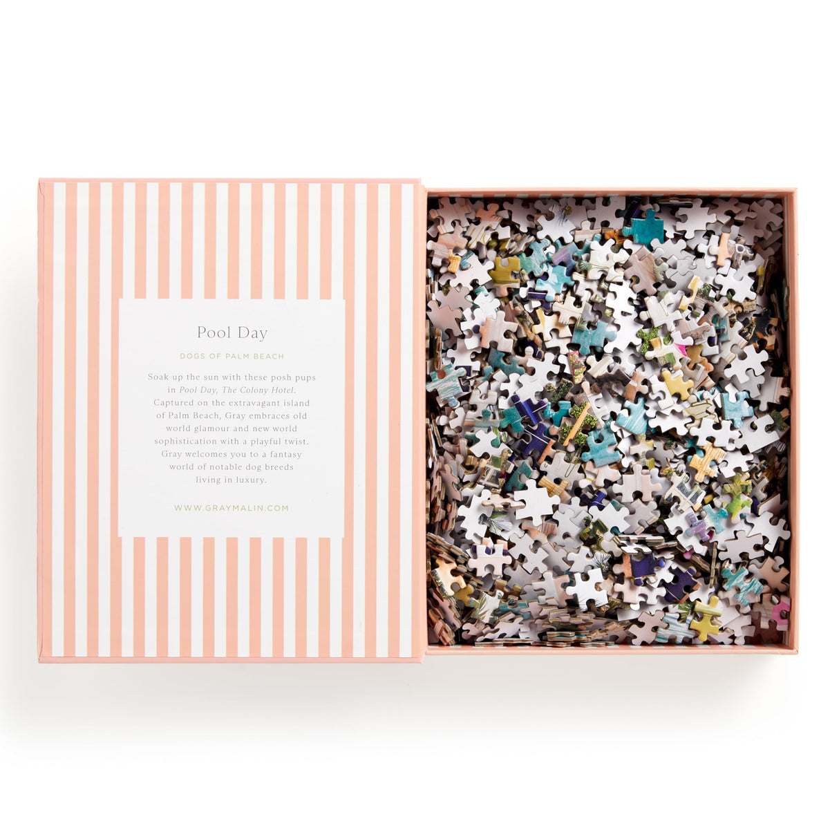 Galison Gray Malin Palm Beach – 1000 Piece Book Box Puzzle with Glamorous Palm Beach Dogs Photography Packaged in Magnetic Keepsake Book Sized Box Galison