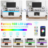 chartustriable LED TV Stand for 75 Inch TV, Modern Tall Entertainment Center with Storage, High Gloss Gaming TV Media Console with Glass Shelf for Living Room, 63 Inch, White chartustriable