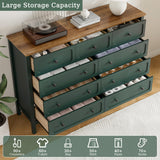 Tradare Dresser for Bedoom, Modern Chest of Drawers, Wood 9 Drawer Dresser with Metal Handles, Storage Organizer Wide Dressers for Living Room, Hallway, Entryway, Green Tradare
