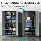 SISESOL Wide & Deep Metal Storage Cabinet with Lock & 5 Adjustable Shelves,72" Gray Garage Storage Cabinet with Locking Doors,Locking Metal Cabinets for Home,Office,Shop,Garage 72x36x18 SISESOL