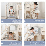 Lovgrils 12 in 1 Toddler Outdoor Playset with Swing, Indoor Swing and Slide Set Playground for Toddlers 1-3, Durable Climber Basketball Hoop Ball Toddler Indoor Playset for Home Playground-White Grey Lovgrils