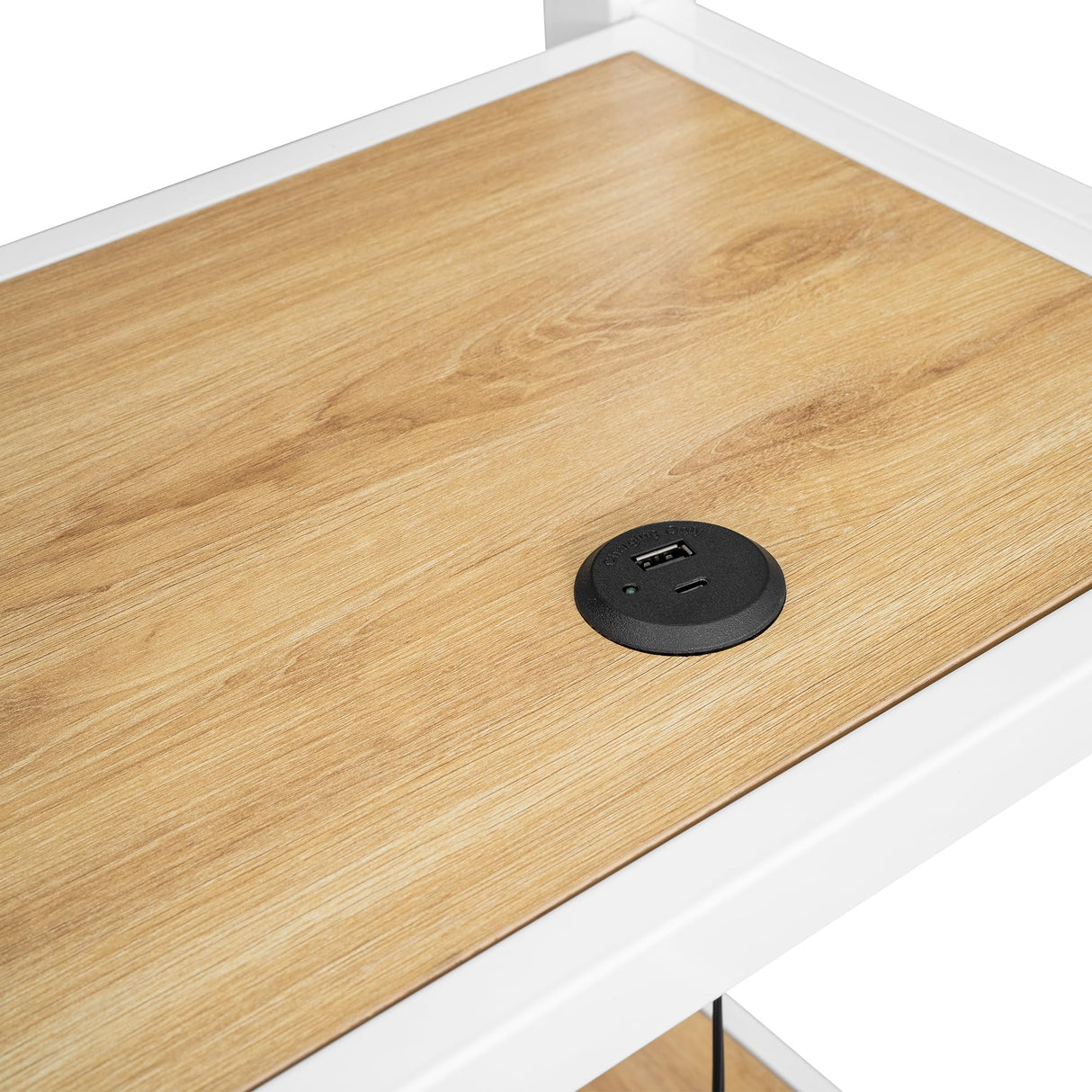 Ziraukon Full Size Metal Loft Bed with Desk and Storage, Heavy Duty Metal Loft Bed with Storage Shelves and Charging Station, Safety Guardrail, Ladder, Space Saving, White Ziraukon