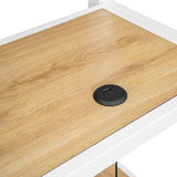 Ziraukon Full Size Metal Loft Bed with Desk and Storage, Heavy Duty Metal Loft Bed with Storage Shelves and Charging Station, Safety Guardrail, Ladder, Space Saving, White Ziraukon