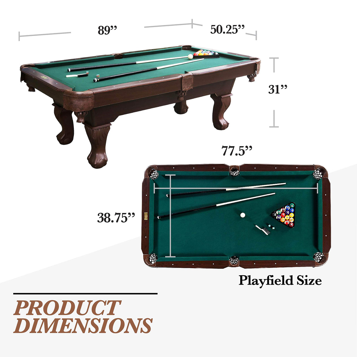 Barrington Billiards 7.5' Springdale Drop Pocket Table with Pool Ball and Cue Stick Set Barrington Billiards