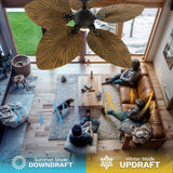 DWVO 52" Tropical Ceiling Fan with Light & Remote, LED Tri-Color Temperature, 5 Blade Ceiling Fans Reversible 6 Speeds w/Quiet DC Motor for Bedroom, Living Room, Dining Room, Patio DWVO