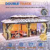 HOTEEL 12x20 Hardtop Gazebo with Metal Roof, Heavy Duty Galvanized Steel Gazebo with Reinforced Aluminum Frame, Flame-Resistant Curtains and Netting, Suitable for Gazebo 10x20, Brown (Upgraded 1.0) Hoteel