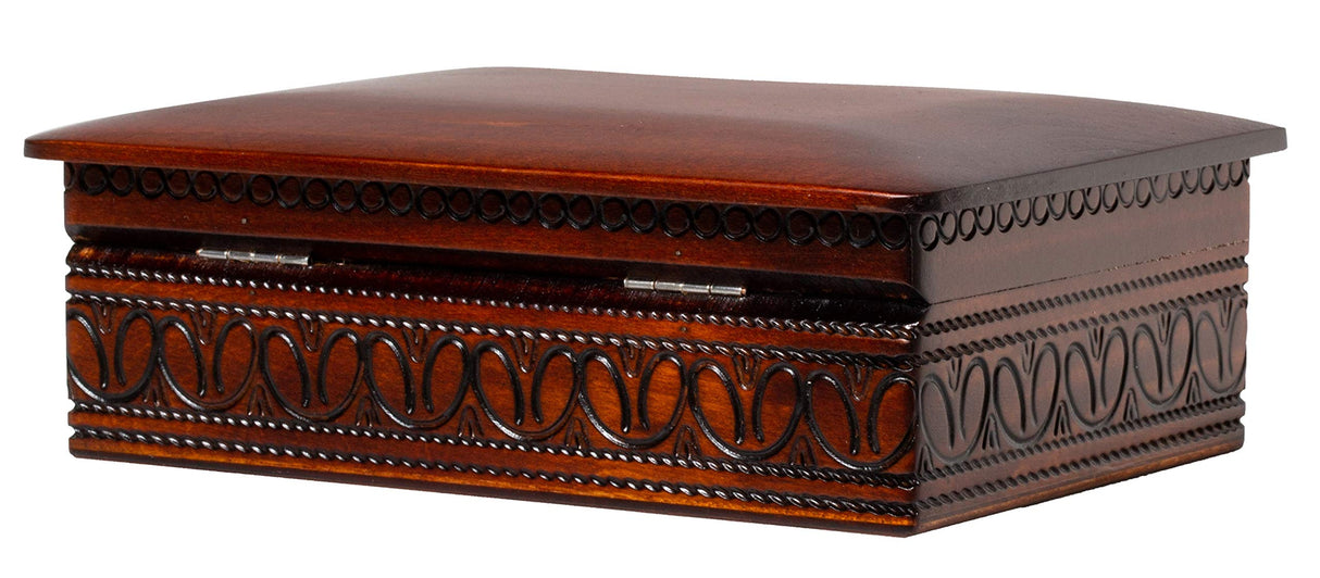 Artisan Owl Polish Handmade Large Elegant Slightly Rounded 9" Wooden Box for Keepsakes, Love Letters, Jewelry, and Specialty Items Artisan Owl