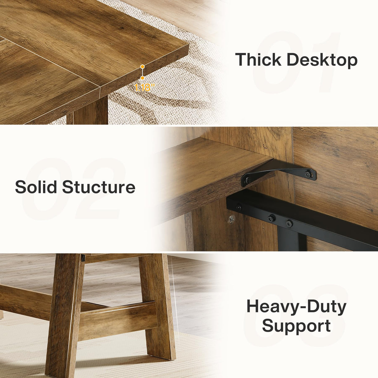 Tribesigns 70.47-Inch Executive Computer Desk, Farmhouse Home Office Desk with Large Tabletop, Industrial Study Writing Table Workstation Business Furniture, Rustic Brown Tribesigns