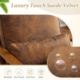 VINGLI Solid Wood Wide Armrests Accent Chair,Upholstered Mid Century Modern Chair with Pillow,Comfy Reading Chair Farmhouse Arm Chair,Chairs Living Room,Bedroom,Guest Room,Suede,Rustic VINGLI