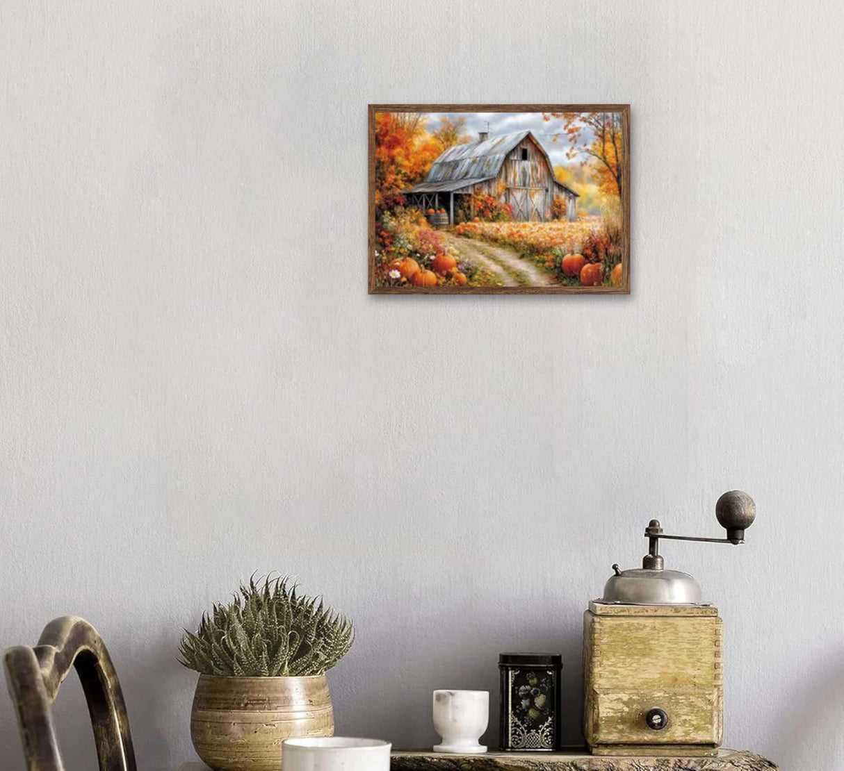 Autumn Barn Paint by Number Kit, 12x16inch Rustic Fall Harvest Scene DIY Painting for Adults and Kids, Art Craft Supplies Generic